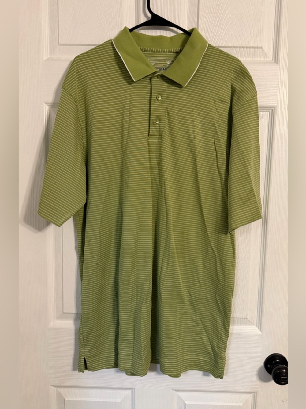 Cutter And Buck Men’s Short Sleeve Striped Green Polo Shirt Size Xl With Logo